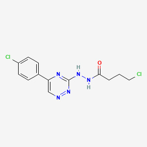 molecular formula C13H13Cl2N5O B12809517 4-chloro-N'-[5-(4-chlorophenyl)-1,2,4-triazin-3-yl]butanehydrazide CAS No. 70650-51-0