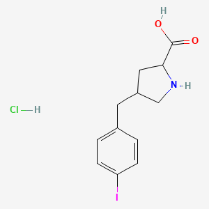 molecular formula C12H15ClINO2 B12809683 4-[(4-Iodophenyl)methyl]pyrrolidine-2-carboxylic acid;hydrochloride 