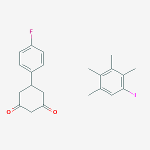 5-(4-Fluorophenyl)cyclohexane-1,3-dione;1-iodo-2,3,4,5-tetramethylbenzene