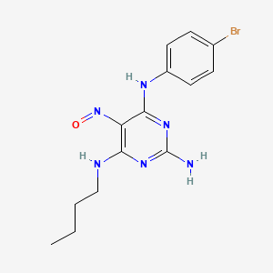 molecular formula C14H17BrN6O B12809770 2,4,6-Pyrimidinetriamine, N4-(4-bromophenyl)-N6-butyl-5-nitroso- CAS No. 92294-23-0