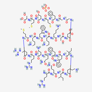 molecular formula C141H222N43O39PS3 B12809818 H-Arg-Gln-Ile-Lys-Ile-Trp-Phe-Gln-Asn-Arg-Arg-Met-Lys-Trp-Lys-Lys-Ser-Asp-Gly-Gly-Tyr(PO3H2)-Met-Asp-Met-Ser-OH 