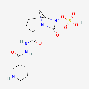 molecular formula C13H21N5O7S B12809846 (1R,2S,5R)-7-oxo-2-(2-((R)-Piperidine-3-carbonyl)hydrazinecarbonyl)-1,6-diazabicyclo[3.2.1]octan-6-yl hydrogen sulfate 