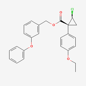 molecular formula C25H23ClO4 B12809899 (3-phenoxyphenyl)methyl (1R,2S)-2-chloro-1-(4-ethoxyphenyl)cyclopropane-1-carboxylate CAS No. 104259-99-6