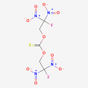 molecular formula C5H4F2N4O10S B12809914 O,O-Bis(2-fluoro-2,2-bis(hydroxy(oxido)amino)ethyl) thiocarbonate CAS No. 70096-91-2