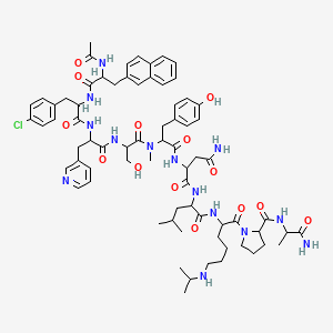 2-[[2-[[2-[[2-[[2-[(2-acetamido-3-naphthalen-2-ylpropanoyl)amino]-3-(4-chlorophenyl)propanoyl]amino]-3-pyridin-3-ylpropanoyl]amino]-3-hydroxypropanoyl]-methylamino]-3-(4-hydroxyphenyl)propanoyl]amino]-N-[1-[[1-[2-[(1-amino-1-oxopropan-2-yl)carbamoyl]pyrrolidin-1-yl]-1-oxo-6-(propan-2-ylamino)hexan-2-yl]amino]-4-methyl-1-oxopentan-2-yl]butanediamide