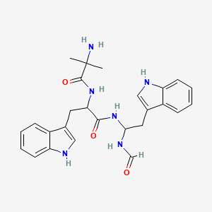 2-amino-N-[1-[[1-formamido-2-(1H-indol-3-yl)ethyl]amino]-3-(1H-indol-3-yl)-1-oxopropan-2-yl]-2-methylpropanamide