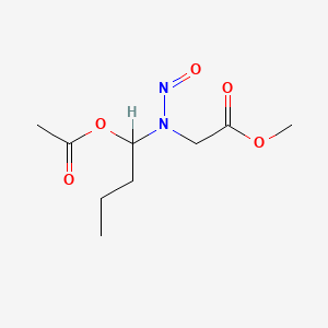 molecular formula C9H16N2O5 B12810153 N-(Methoxycarbonylmethyl)-N-(1-acetoxybutyl)nitrosamine CAS No. 70103-83-2