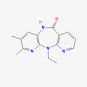 molecular formula C15H16N4O B12810170 2-ethyl-5,6-dimethyl-2,4,9,15-tetrazatricyclo[9.4.0.03,8]pentadeca-1(11),3(8),4,6,12,14-hexaen-10-one CAS No. 133627-26-6