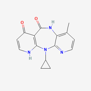 molecular formula C15H14N4O2 B12810336 2-cyclopropyl-7-methyl-2,4,9,15-tetrazatricyclo[9.4.0.03,8]pentadeca-1(11),3,5,7,13-pentaene-10,12-dione CAS No. 133627-33-5