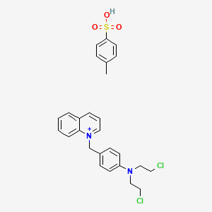 molecular formula C27H29Cl2N2O3S+ B12810366 1-(p-(Bis(2-chloroethyl)amino)benzyl)quinolinium toluenesulfonate CAS No. 5563-10-0