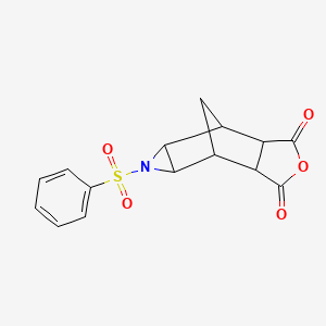 molecular formula C15H13NO5S B12810399 4,7-Methanoisobenzofuran-5,6-imine-1,3-dione, hexahydro-9-(phenylsulfonyl)- CAS No. 6410-70-4