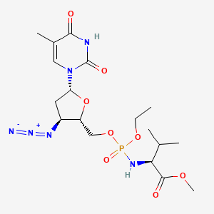 molecular formula C18H29N6O8P B12810475 3'-Azido-3'-deoxythymidine-5'-(ethyl methoxyvalinyl)phosphate CAS No. 133201-14-6