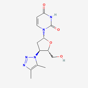 molecular formula C13H17N5O4 B12810492 Uridine, 2',3'-dideoxy-3'-(4,5-dimethyl-1H-1,2,3-triazol-1-yl)- CAS No. 131673-40-0