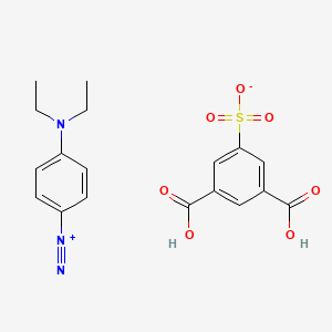 molecular formula C10H14N3.C8H5O7S<br>C18H19N3O7S B12810500 3,5-dicarboxybenzenesulfonate;4-(diethylamino)benzenediazonium CAS No. 83749-62-6