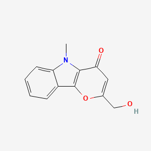 molecular formula C13H11NO3 B12810534 2-(Hydroxymethyl)-5-methylpyrano(3,2-b)indol-4(5H)-one CAS No. 81413-46-9