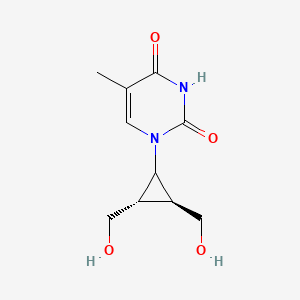 molecular formula C10H14N2O4 B12810610 1-(t-2,c-3-Dihydroxymethyl-r-1-cyclopropyl)thymine CAS No. 132398-83-5