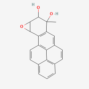 molecular formula C21H16O3 B12810651 Benzo(10,11)chryseno(3,4-b)oxirene-7,8-diol, 7,8,8a,9a-tetrahydro-7-methyl- CAS No. 85191-60-2