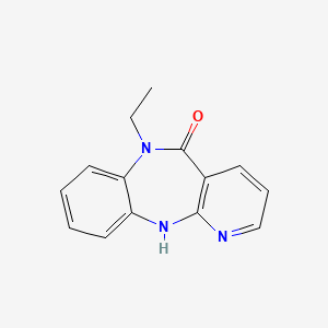 molecular formula C14H13N3O B12810717 5H-Pyrido(2,3-b)(1,5)benzodiazepin-5-one, 6-ethyl-6,11-dihydro- CAS No. 16287-29-9