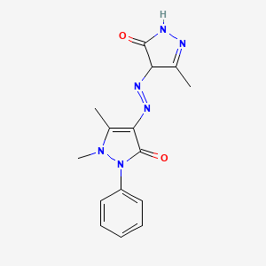 molecular formula C15H16N6O2 B12810732 1,5-Dimethyl-4-((3-methyl-5-oxo-4,5-dihydro-1H-pyrazol-4-yl)diazenyl)-2-phenyl-1,2-dihydro-3H-pyrazol-3-one CAS No. 78439-24-4