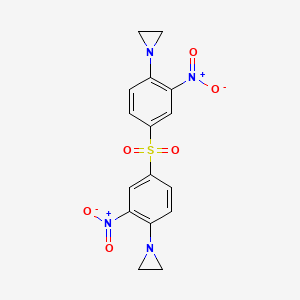 molecular formula C16H14N4O6S B12810782 Aziridine, 1,1'-(sulfonylbis(2-nitro-4,1-phenylene))bis- CAS No. 56225-15-1