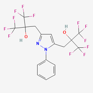 molecular formula C17H12F12N2O2 B12810843 3,5-Pyrazolediethanol, 1-phenyl-alpha,alpha,alpha',alpha'-tetrakis(trifluoromethyl)- CAS No. 102129-14-6