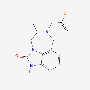 molecular formula C14H16BrN3O B12810970 6-(2-Bromopropen-3-yl)-4,5,6,7-tetrahydro-5-methylimidazo-(4,5,1-jk)(1,4)-benzodiazepin-2(1H)-one CAS No. 141114-20-7