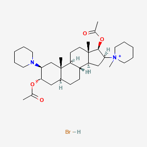 [(2S,3S,5S,8R,9S,10S,13S,14S,16S,17R)-17-acetyloxy-10,13-dimethyl-16-(1-methylpiperidin-1-ium-1-yl)-2-piperidin-1-yl-2,3,4,5,6,7,8,9,11,12,14,15,16,17-tetradecahydro-1H-cyclopenta[a]phenanthren-3-yl] acetate;hydrobromide