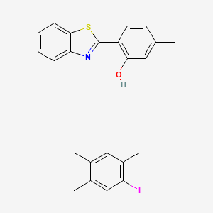 molecular formula C24H24INOS B12811001 2-(1,3-Benzothiazol-2-yl)-5-methylphenol;1-iodo-2,3,4,5-tetramethylbenzene 