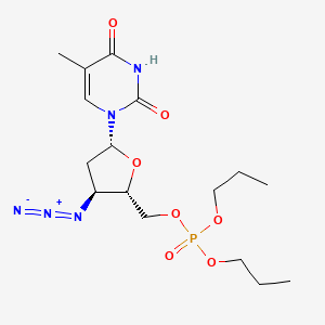 molecular formula C16H26N5O7P B12811012 5'-Thymidylic acid, 3'-azido-3'-deoxy-, dipropyl ester CAS No. 130753-04-7