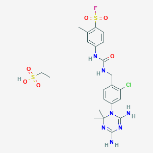 4-[[2-Chloro-4-(4,6-diamino-2,2-dimethyl-1,3,5-triazin-1-yl)phenyl]methylcarbamoylamino]-2-methylbenzenesulfonyl fluoride;ethanesulfonic acid