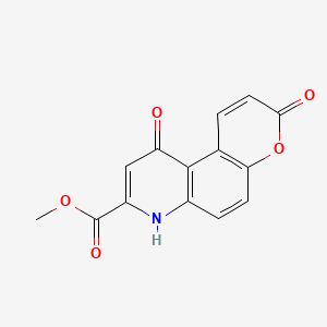 molecular formula C14H9NO5 B12811083 Methyl 3,10-dioxo-7,10-dihydro-3H-pyrano(3,2-f)quinoline-8-carboxylate CAS No. 66496-89-7