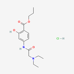 molecular formula C16H25ClN2O4 B12811137 Salicylic acid, 4-(2-(diethylamino)acetamido)-, propyl ester, hydrochloride CAS No. 14025-40-2