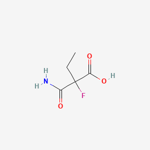 molecular formula C5H8FNO3 B12811145 2-(Aminocarbonyl)-2-fluorobutanoic acid CAS No. 18283-34-6