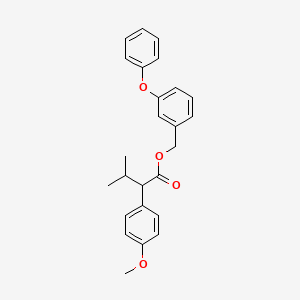 molecular formula C25H26O4 B12811182 Benzeneacetic acid, 4-methoxy-alpha-(1-methylethyl)-, (3-phenoxyphenyl)methyl ester CAS No. 51628-95-6