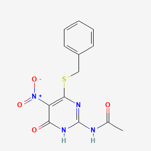 molecular formula C13H12N4O4S B12811219 N-(4-benzylsulfanyl-5-nitro-6-oxo-1H-pyrimidin-2-yl)acetamide CAS No. 51471-46-6