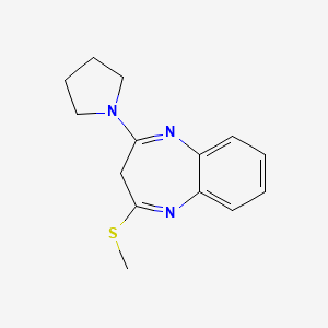 molecular formula C14H17N3S B12811373 2-(Methylthio)-4-(1-pyrrolidinyl)-3H-1,5-benzodiazepine CAS No. 69540-76-7