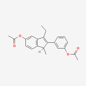 molecular formula C22H22O4 B12811400 3-(5-(Acetyloxy)-3-ethyl-1-methyl-1H-inden-2-yl)phenyl acetate CAS No. 83456-29-5