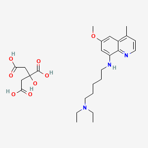 molecular formula C26H39N3O8 B12811424 Diethyl(5-((6-methoxy-4-methyl(8-quinolyl))amino)pentyl)amine, 2-hydroxypropane-1,2,3-tricarboxylic acid CAS No. 68219-15-8