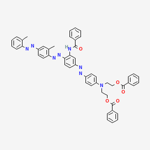 molecular formula C51H44N8O5 B12811439 Benzamide, N-(5-((4-(bis(2-(benzoyloxy)ethyl)amino)phenyl)azo)-2-((2-methyl-4-((2-methylphenyl)azo)phenyl)azo)phenyl)- CAS No. 65072-54-0