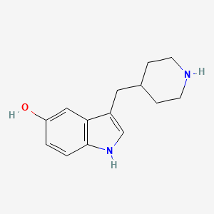 molecular formula C14H18N2O B12811589 Indole, 5-hydroxy-3-(4-piperidylmethyl)- CAS No. 55818-14-9