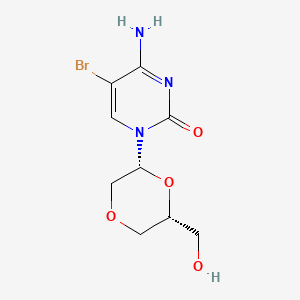 2(1H)-Pyrimidinone, 4-amino-5-bromo-1-(6-(hydroxymethyl)-1,4-dioxan-2-yl)-, (2R-cis)-