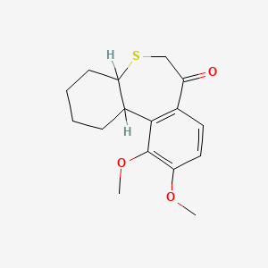 molecular formula C16H20O3S B12811615 10,11-Dimethoxy-1,2,3,4,4a,11b-hexahydrodibenzo(b,d)thiepin-7(6H)-one CAS No. 36045-66-6