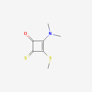 molecular formula C7H9NOS2 B12811670 2-(Dimethylamino)-3-(methylthio)-4-thioxo-2-cyclobuten-1-one CAS No. 80179-67-5