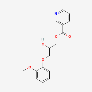 molecular formula C16H17NO5 B12811724 Nicotinic acid, 2-hydroxy-3-(o-methoxyphenoxy)propyl ester CAS No. 25395-41-9