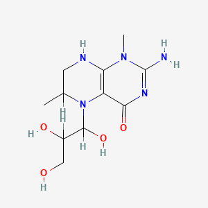 molecular formula C11H19N5O4 B12811741 2-Amino-5,6,7,8-tetrahydro-5-(1,2,3-trihydroxypropyl)-4(1H)-pteridinone dimethyl deriv. CAS No. 38886-81-6