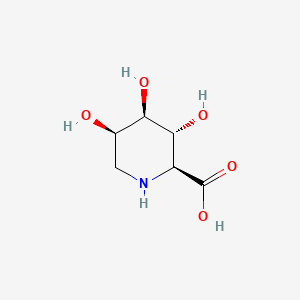 molecular formula C6H11NO5 B12811775 2-Piperidinecarboxylic acid, 3,4,5-trihydroxy-, (2S-(2alpha,3beta,4alpha,5alpha))- CAS No. 113000-77-4