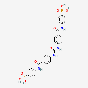 molecular formula C27H24N4O9P2 B12811805 [4-[[4-[[4-[(4-Phosphonophenyl)carbamoyl]phenyl]carbamoylamino]benzoyl]amino]phenyl]phosphonic acid CAS No. 111129-57-8