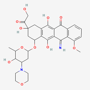 molecular formula C31H36N2O11 B12811841 5(8H)-Naphthacenone, 7,9,10,12-tetrahydro-6,8,11-trihydroxy-8-(hydroxyacetyl)-12-imino-1-methoxy-10-((2,3,6-trideoxy-3-(4-morpholinyl)-alpha-L-lyxo-hexopyranosyl)oxy)-, monohydrochloride, (8S-cis)- CAS No. 89164-71-6