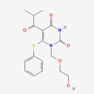 2,4(1H,3H)-Pyrimidinedione, 1-((2-hydroxyethoxy)methyl)-5-(2-methyl-1-oxopropyl)-6-(phenylthio)-