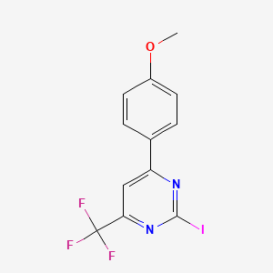 molecular formula C12H8F3IN2O B12811873 2-Iodo-6-(4-methoxyphenyl)-4-(trifluoromethyl)pyrimidine 